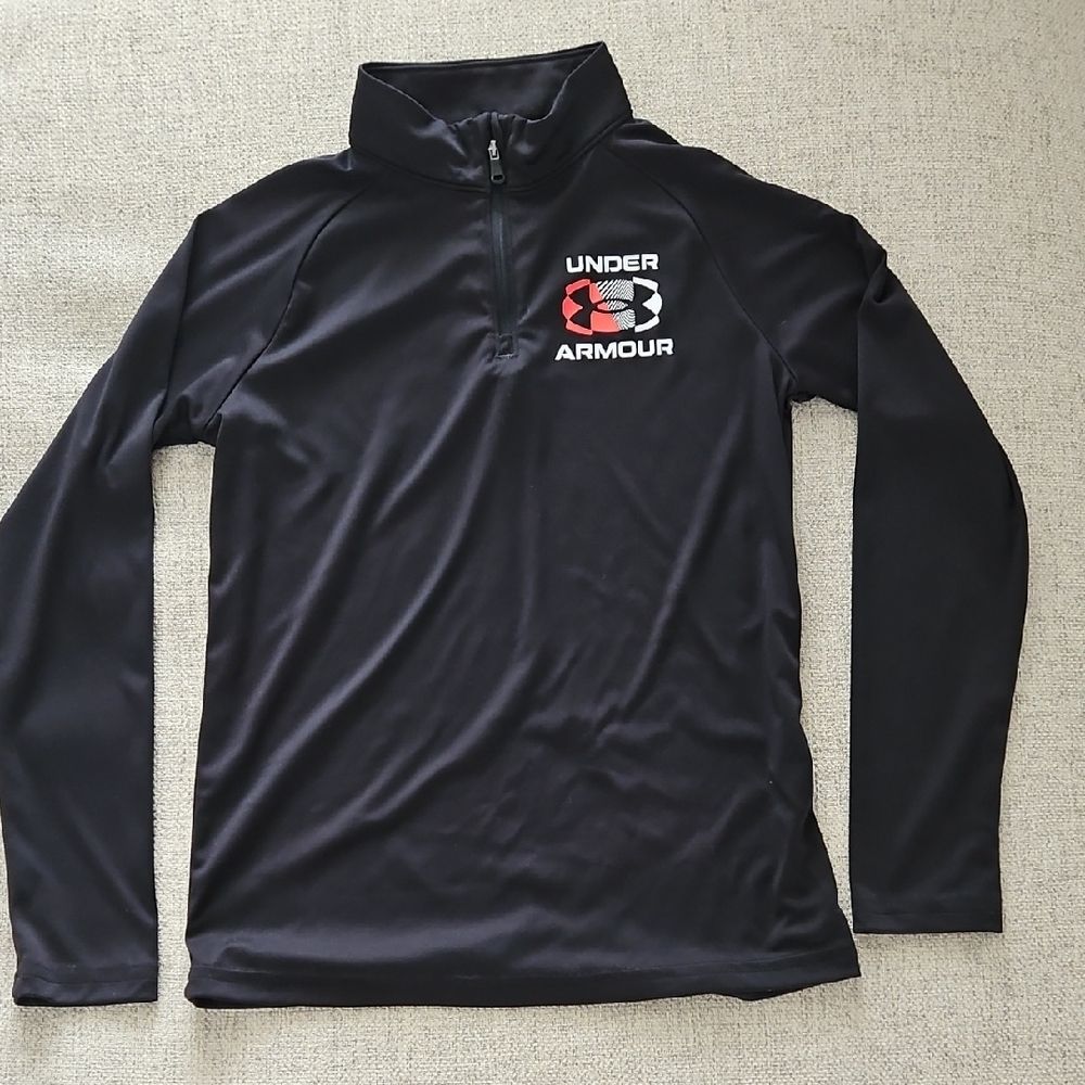 Boys Under Armour Black Half-Zip Pullover with Logo